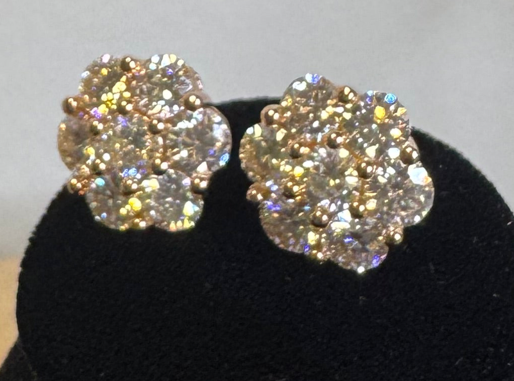 Pink Lotus crushed diamond earrings
