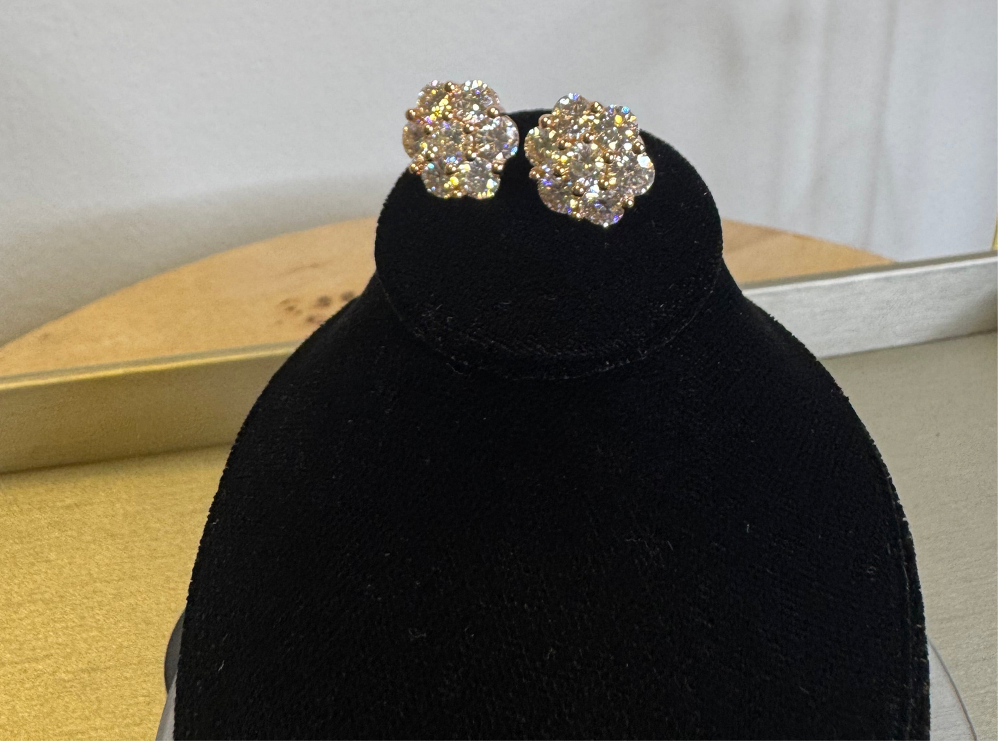 Pink Lotus crushed diamond earrings