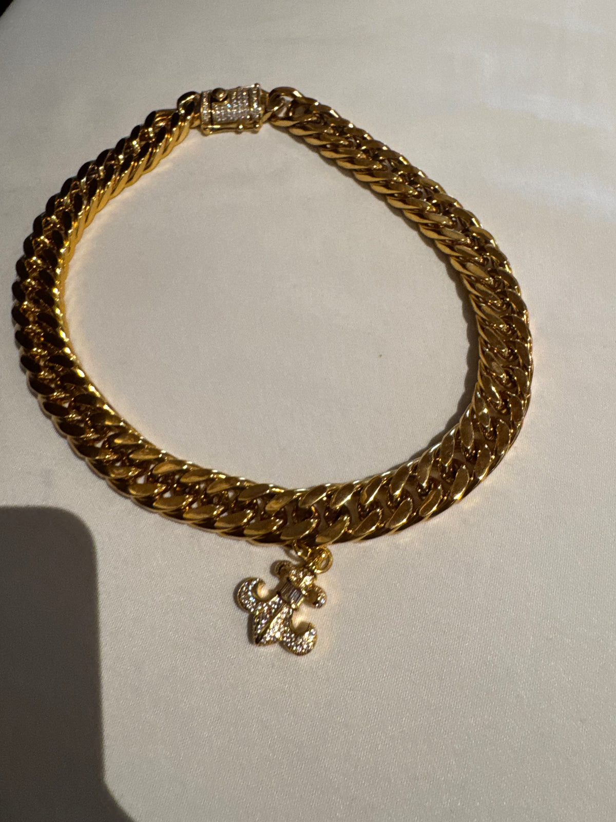 Custom Fleur de Lis Cuban necklace