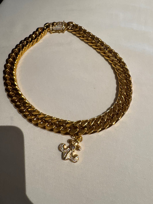 Custom Fleur de Lis Cuban necklace