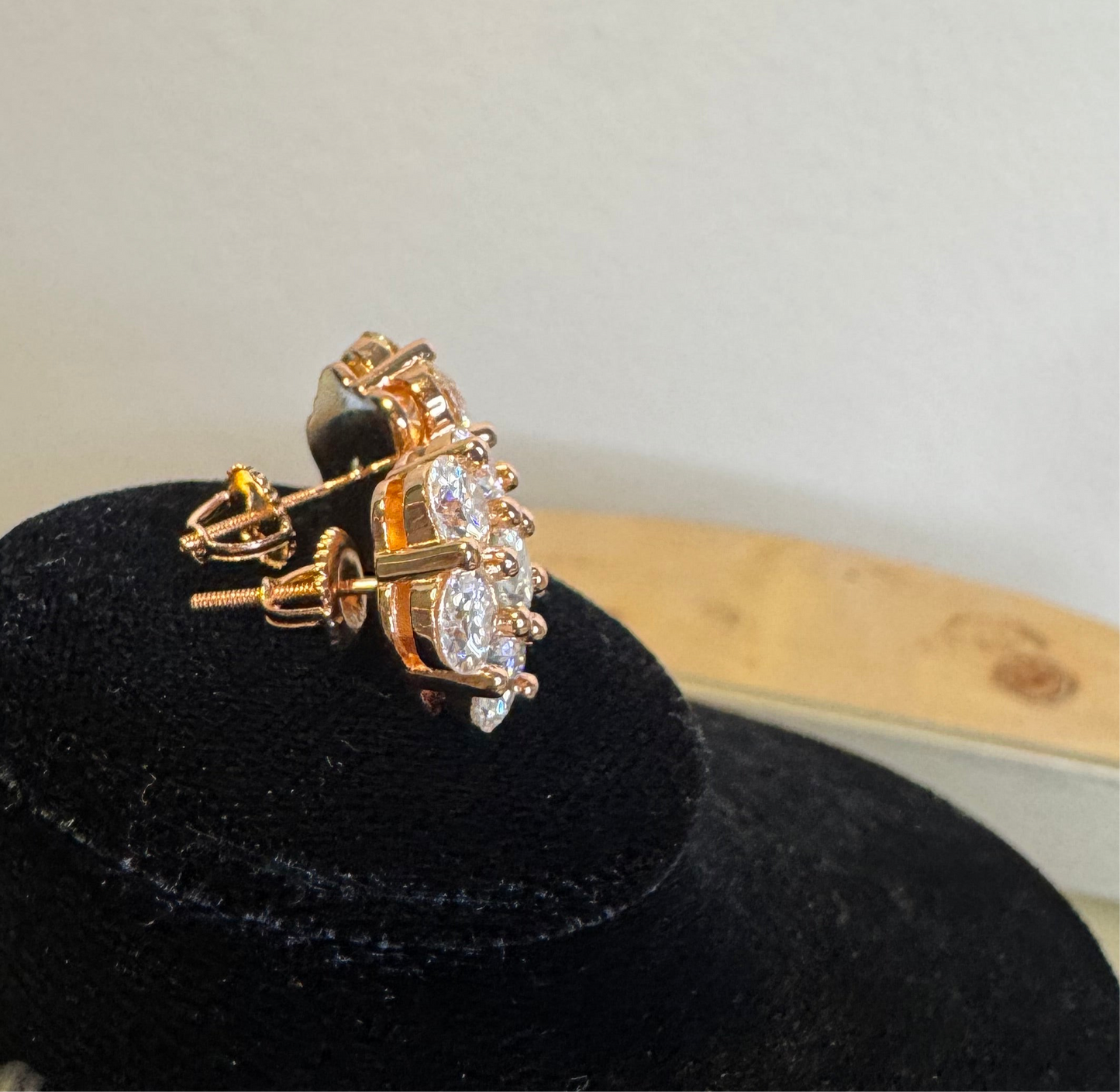 Pink Lotus crushed diamond earrings