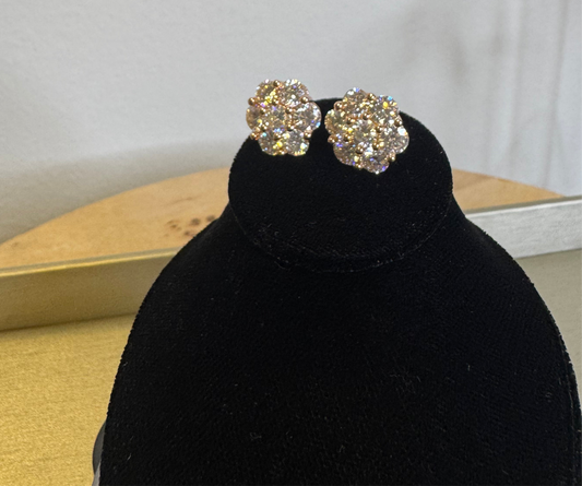 Pink Lotus crushed diamond earrings
