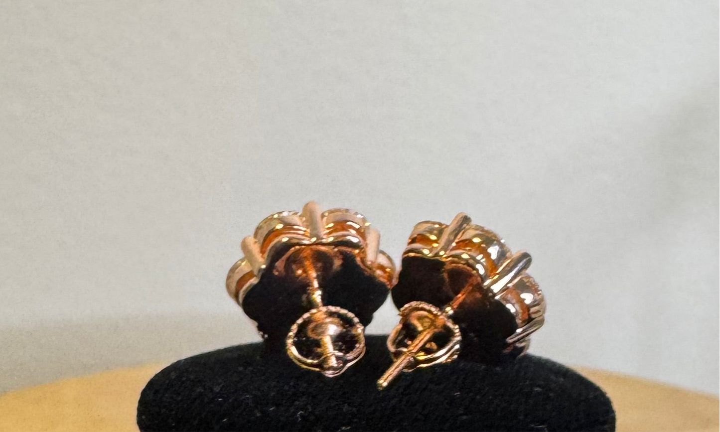 Pink Lotus crushed diamond earrings