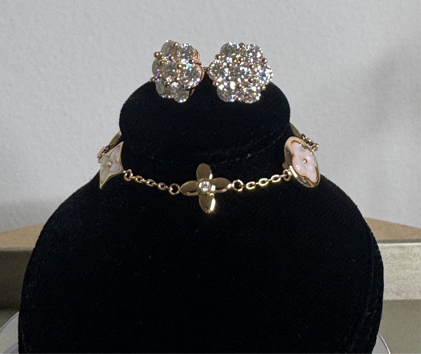Pink Lotus crushed diamond earrings