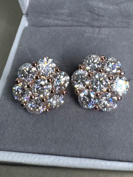 Pink Lotus crushed diamond earrings